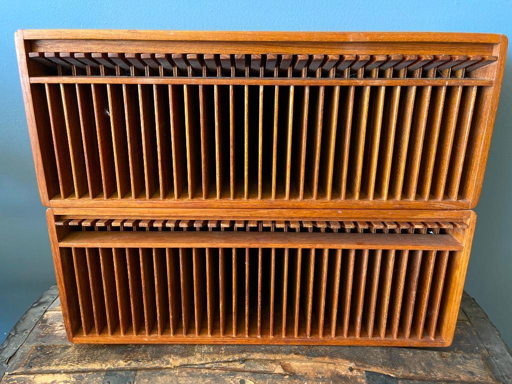 Group of 2 Teak Wood CD Holders