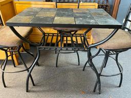 Tall Metal / Tile Outdoor Table and 3 Chairs