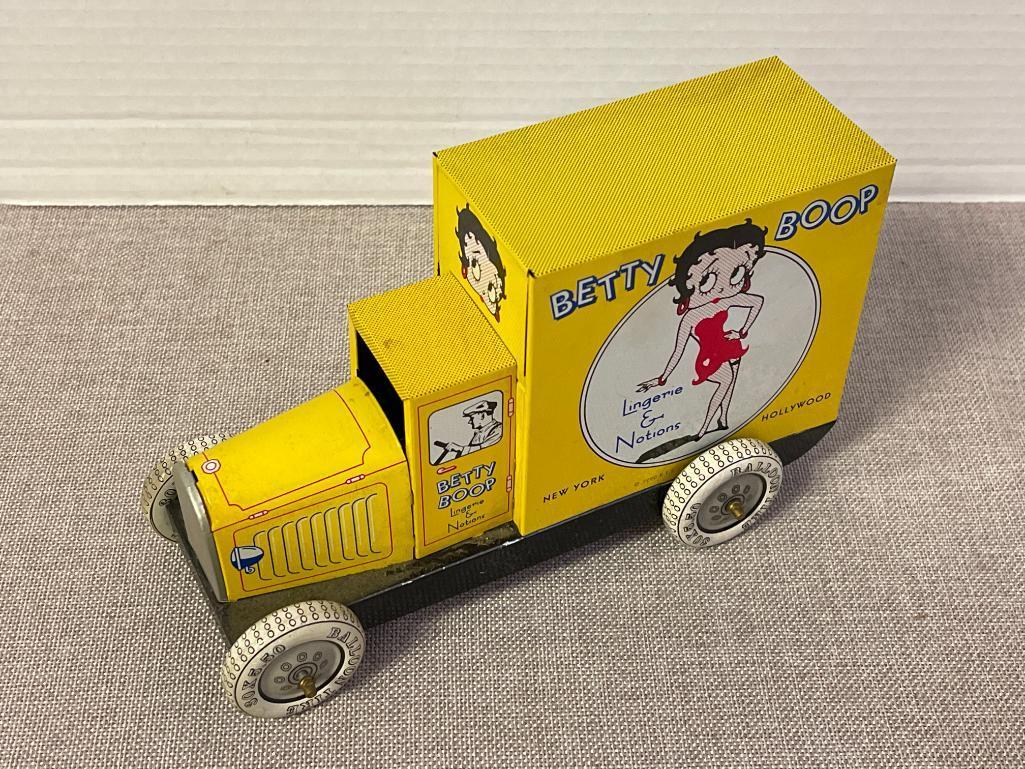 Vintage Schylling Tin Litho Betty Boop Toy Truck