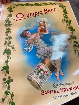 Group of Laminated Retro Olympia Beer Posters