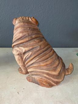 Two Piece Lot Incl Resin Shar Pei Statue