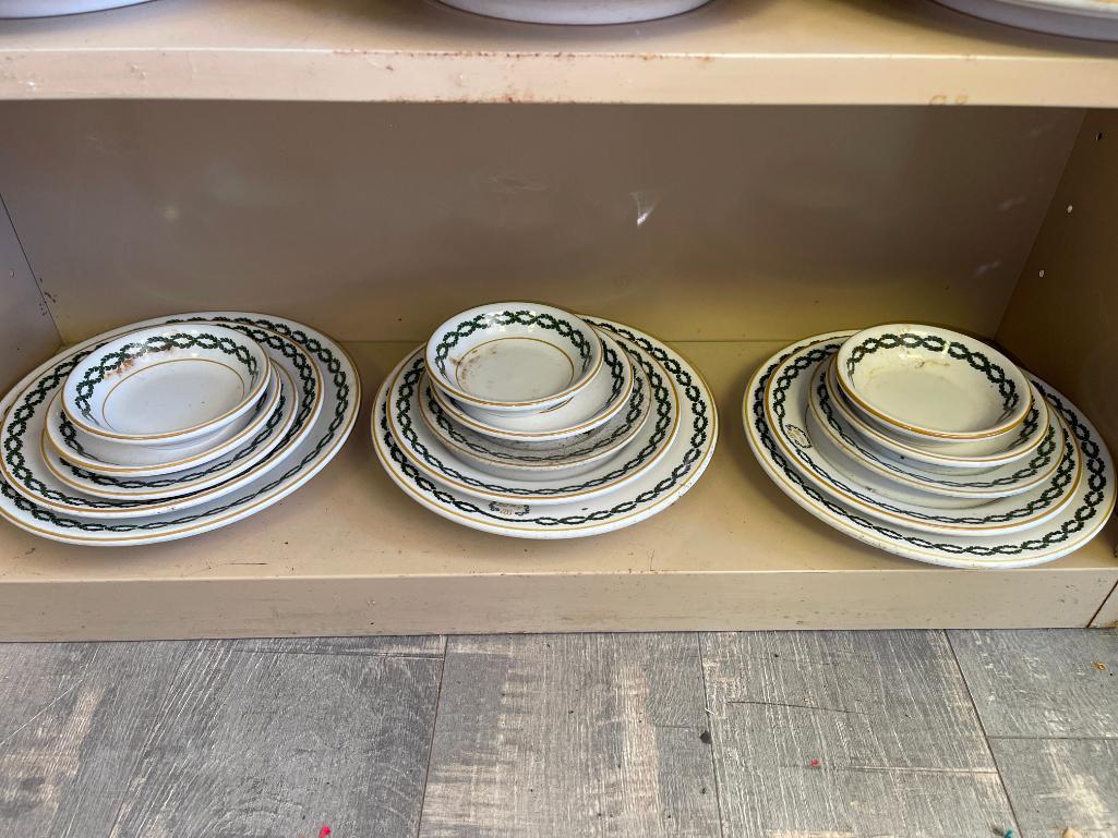 Shelf Lot of Dinner Place Settings for Three of Shenango China from King Cole Restaurant