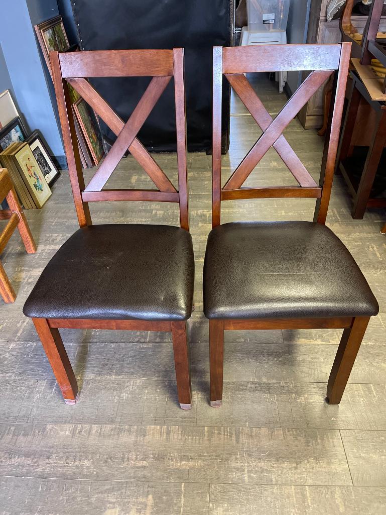 Two Dining Chairs w/Faux Leather Seat Bottoms