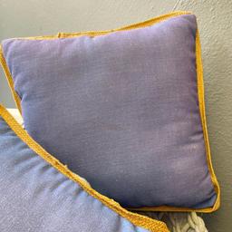 Decorative Fabric Woven Basket w/Denim Style Throw Pillows