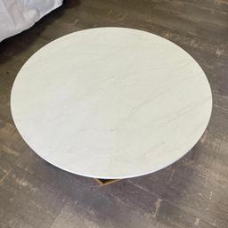Small Decorative Faux Marble Style Top Metal Base Table