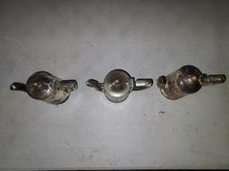 Three Vintage King Cole International Silver Soldered Creamers