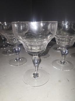 Twelve King Cole Cut Crystal Stemmed Wine Glasses