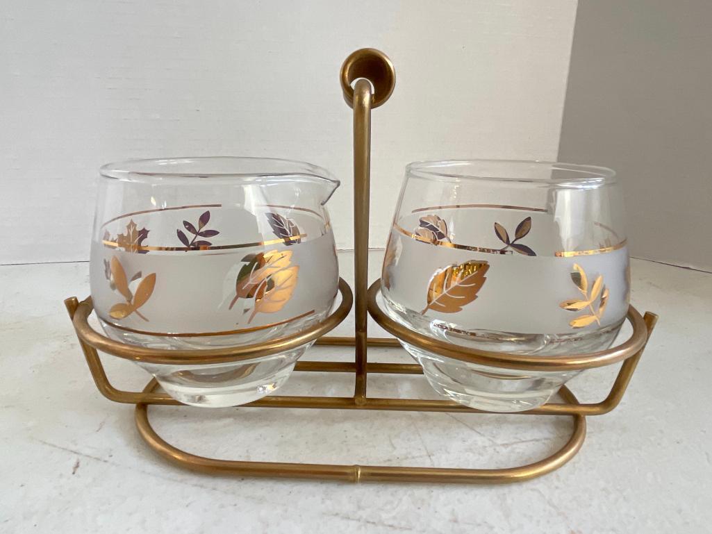 Vintage Libby Golden Leaf Creamer and Sugar Set