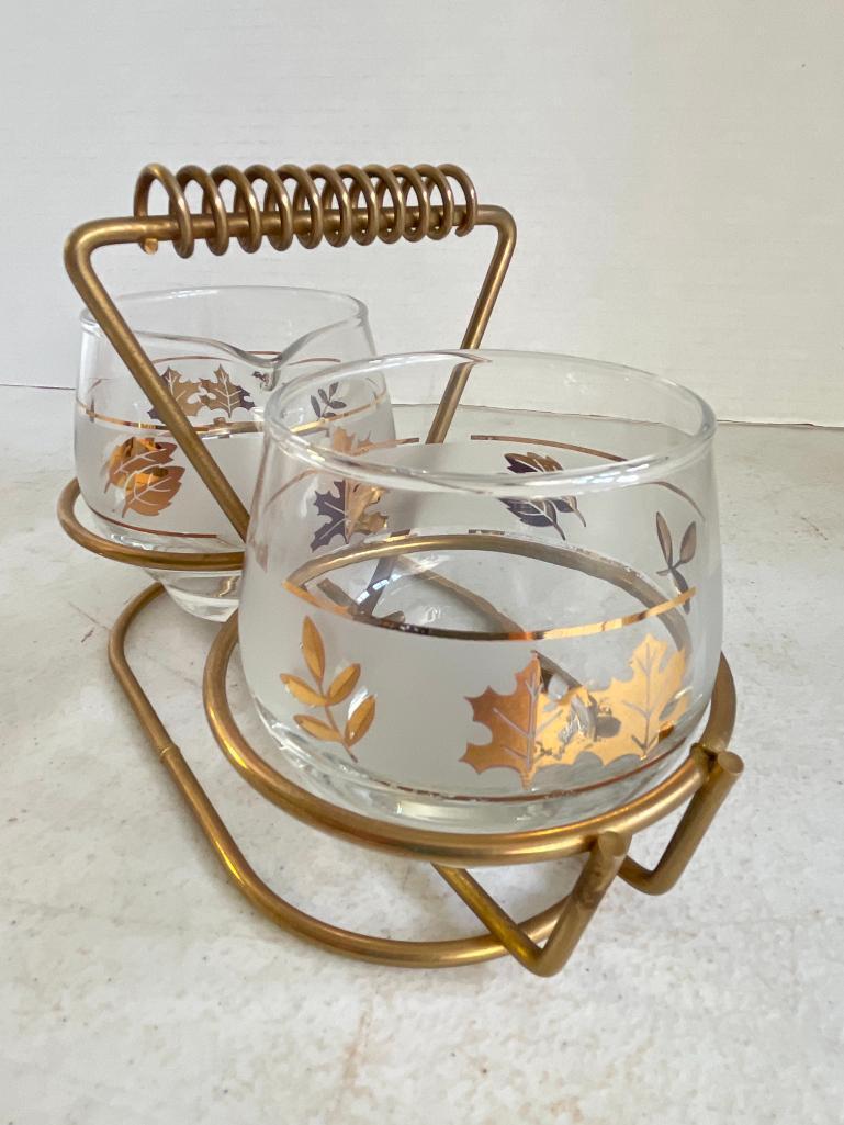 Vintage Libby Golden Leaf Creamer and Sugar Set