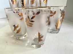 Group of Vintage Libby Golden Leaf Glasses