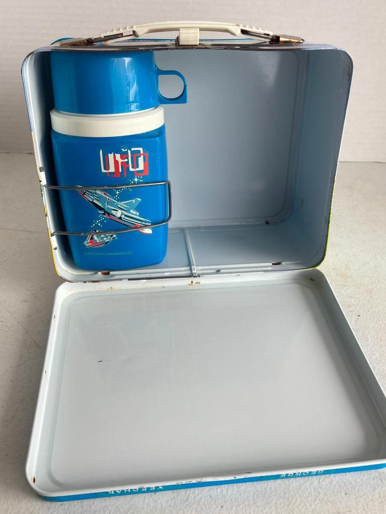 Vintage Metal Lunch Box Including Thermos - UFO