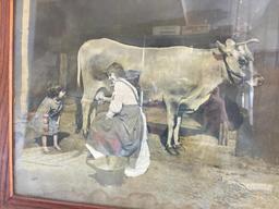 Framed Vintage Print "Fresh from the Cow" LOL