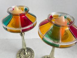 Pair of Glass Top Candle Holders