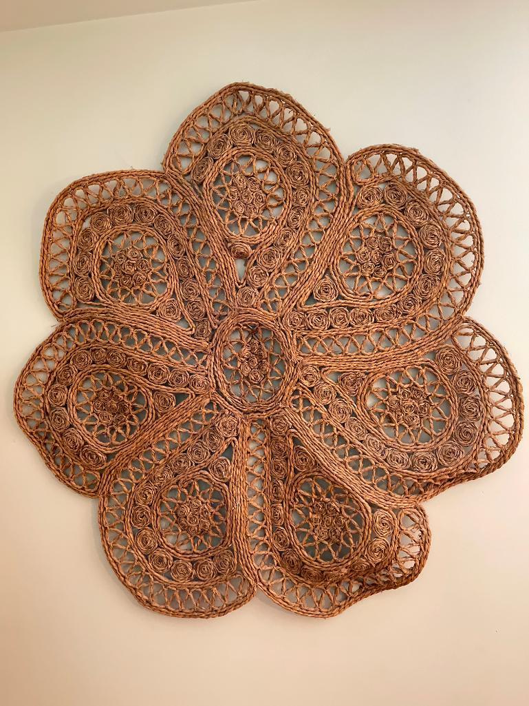 Large Vintage Wicker Wall Medallion