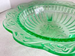 Vintage Green Glass Serving Bowl