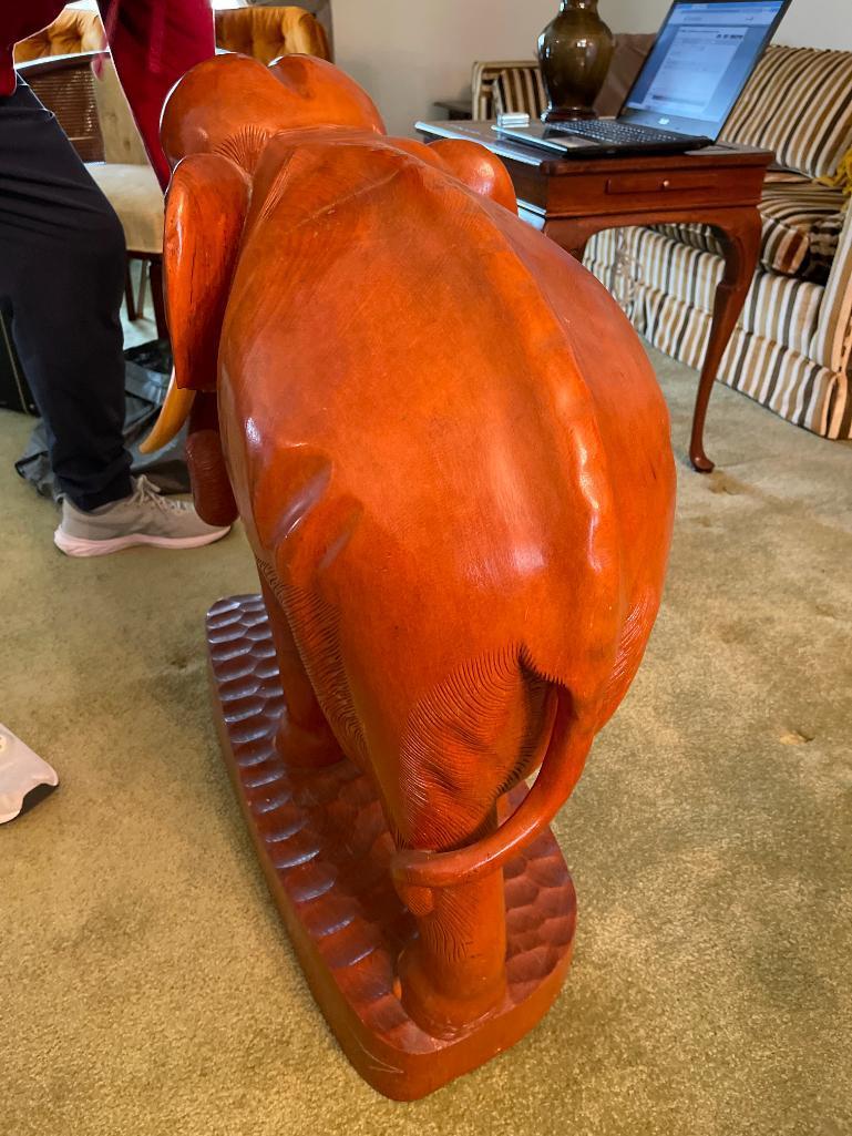 Large Wooden Carved Elephant