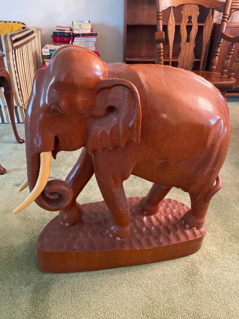 Large Wooden Carved Elephant