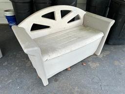 52" Wide Rubber Maid Plastic Seat with Storage Under Seat