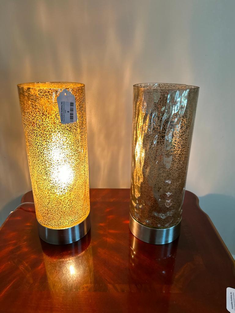 Pair of Contemporary Glass and Metal Lamps