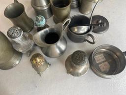 Large assortment of pewter pieces