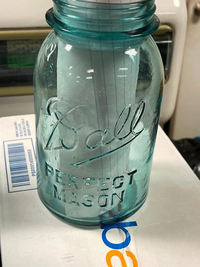 2 ball jars blue