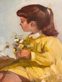 Girl in yellow with flowers