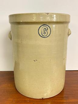 Vintage 6 Gallon Stoneware Crock