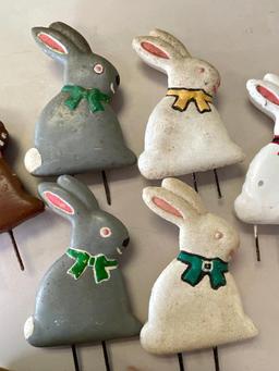 Group of 6 Concrete Rabbit Lawn Ornaments
