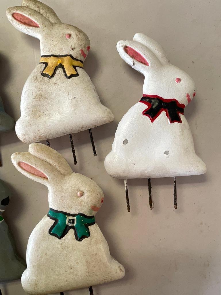 Group of 6 Concrete Rabbit Lawn Ornaments
