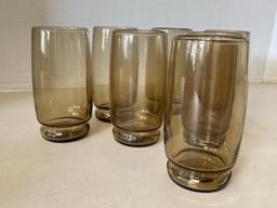 Set of 7 Amber Drinking Glasses