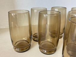 Set of 7 Amber Drinking Glasses