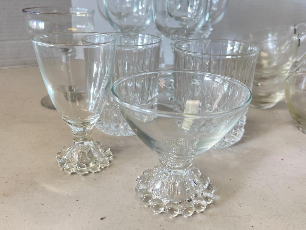 Group of Clear Drinking Glasses