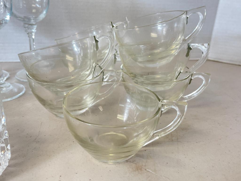 Group of Clear Drinking Glasses