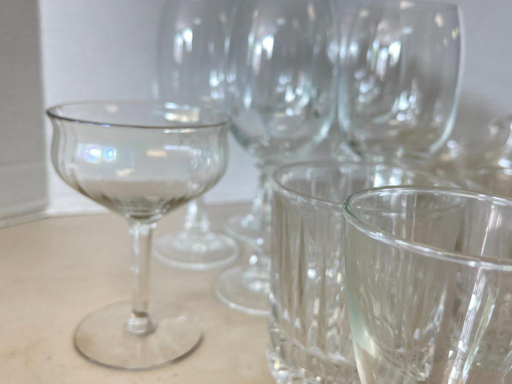 Group of Clear Drinking Glasses