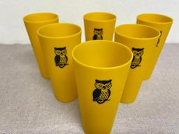 Set of 6 Vintage Plastic Owl Cups