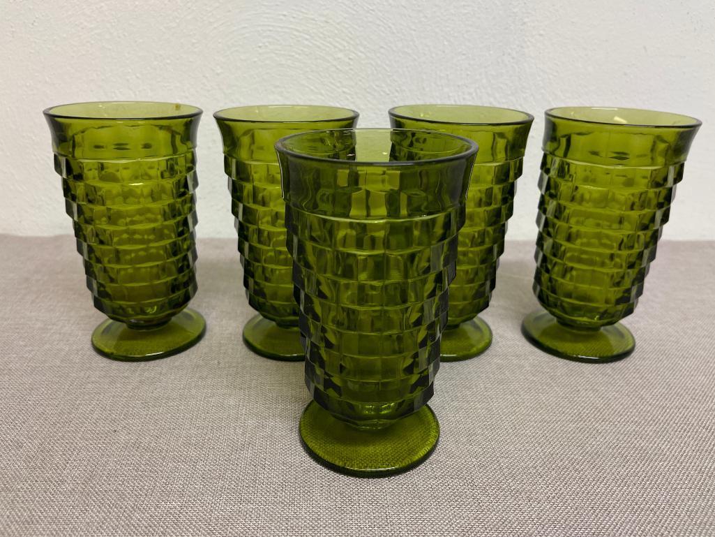 Set of 5 Green Drinking Glasses