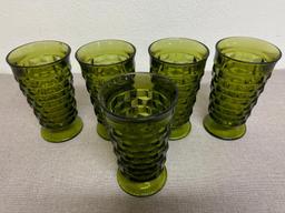 Set of 5 Green Drinking Glasses