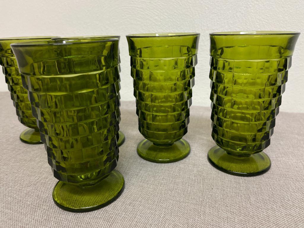 Set of 5 Green Drinking Glasses