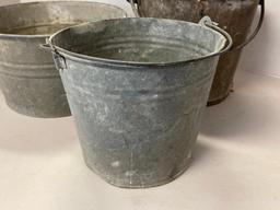 Group of 3 Galvanized Buckets