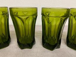 Group of 4 Green Glass Drinking Glasses