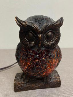 Vintage Mosaic Glass Owl Lamp