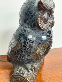 Vintage Mosaic Glass Owl Lamp