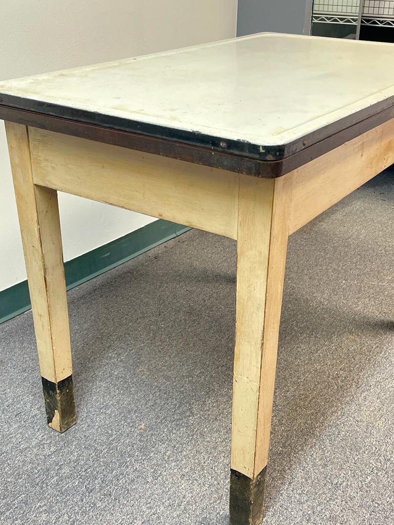 Vintage Enamel Top Table