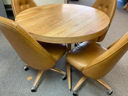 Vintage Round Dining Table with 4 Padded Chairs