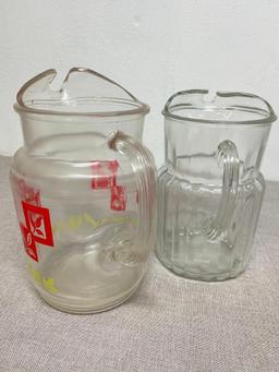Group of 2 Vintage Glass Pitchers