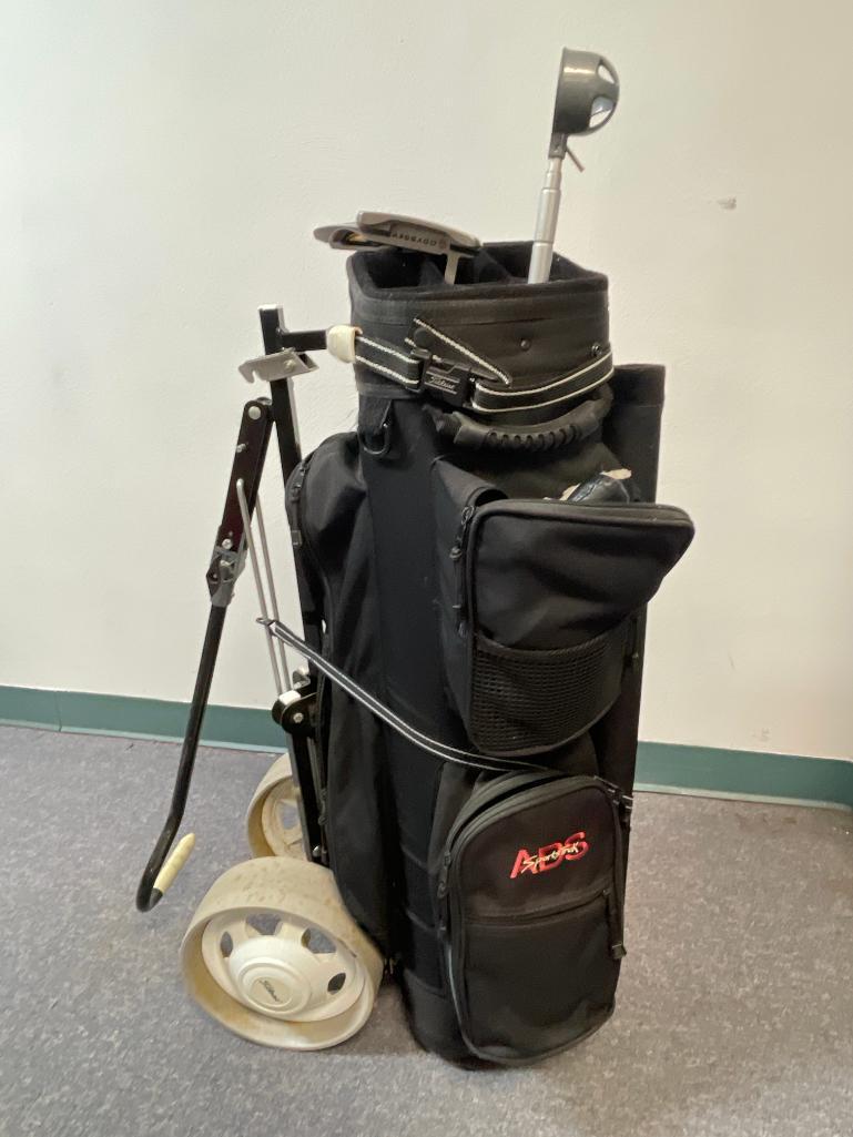 Titlist Push Cart, Golf Bag and 2 Putters