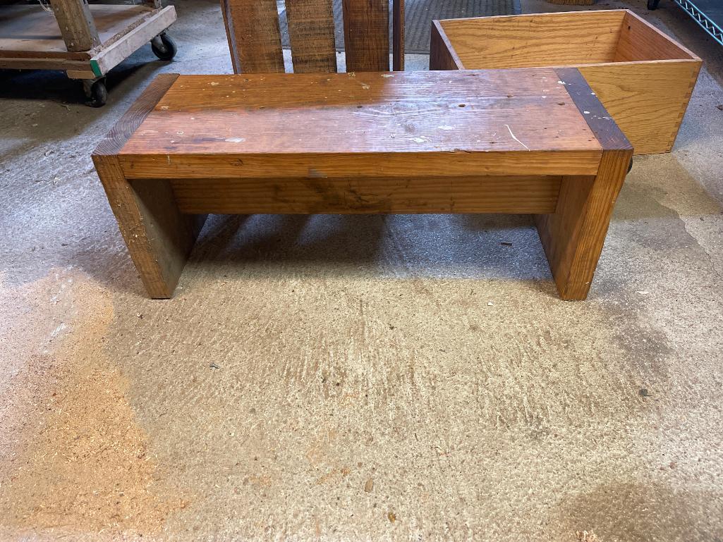 Three Piece Lot Incl Hand Made Work Bench and Two Crates