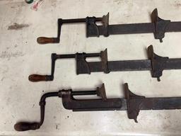 Three Antique HD Cast Iron Bar Clamps