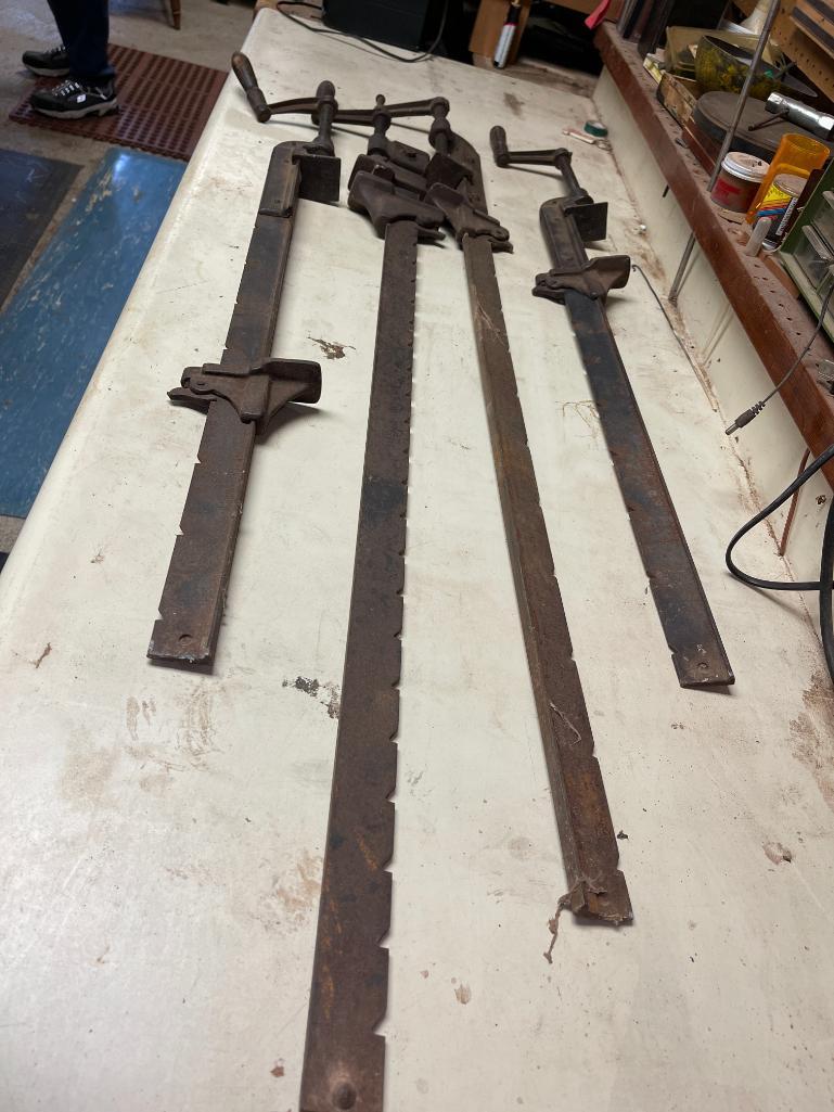 Four Cast Iron Bar Clamps