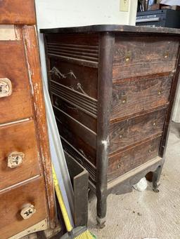 Vintage Four Drawer Wood Cabinet on Casters